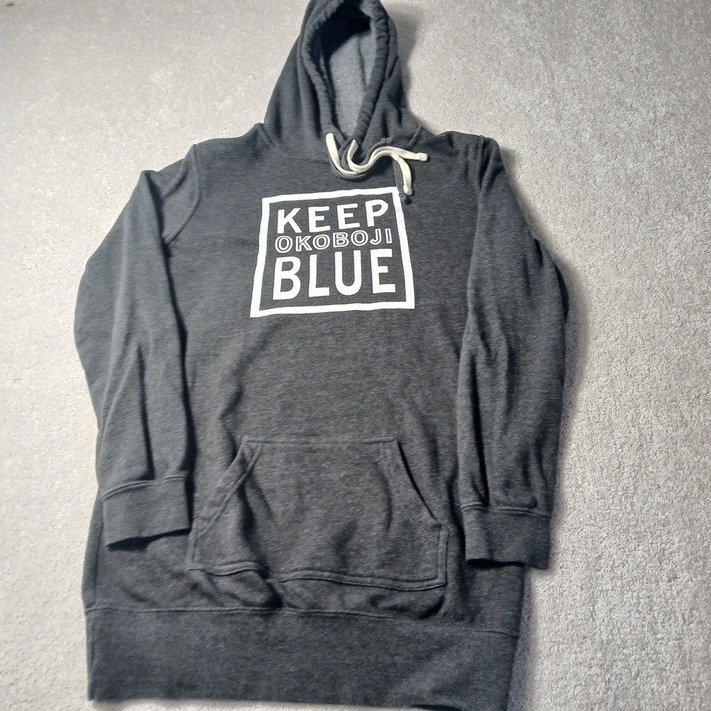 Keep Okoboji Blue Sweatshirt Hoodie Adult Small Gray Independent